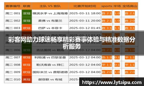 彩客网助力球迷畅享精彩赛事体验与精准数据分析服务